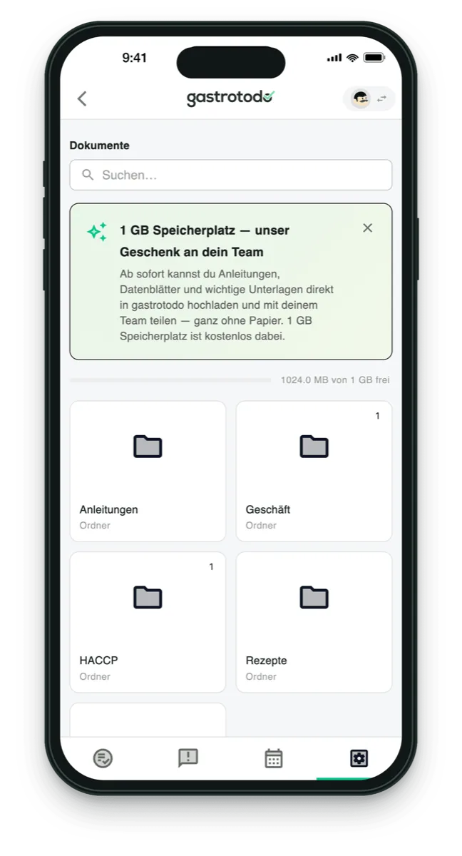 gastrotodo-Dokumente und Anleitungen zentral fürs ganze Team
